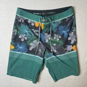 ONeill Hyperfreak Floral Swim Trunks Board Shorts Mens‎ Size 31 Green